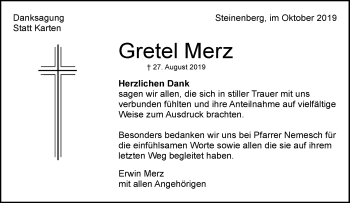 Traueranzeigen Von Gretel Merz Zvw Trauer