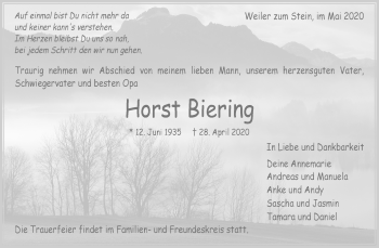 Traueranzeige von Horst Biering von Waiblinger Kreiszeitung