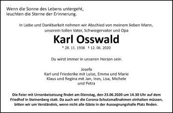 Traueranzeigen Von Karl Osswald Zvw Trauer