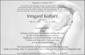 Traueranzeigen Von Irmgard Kotlarz Zvw Trauer