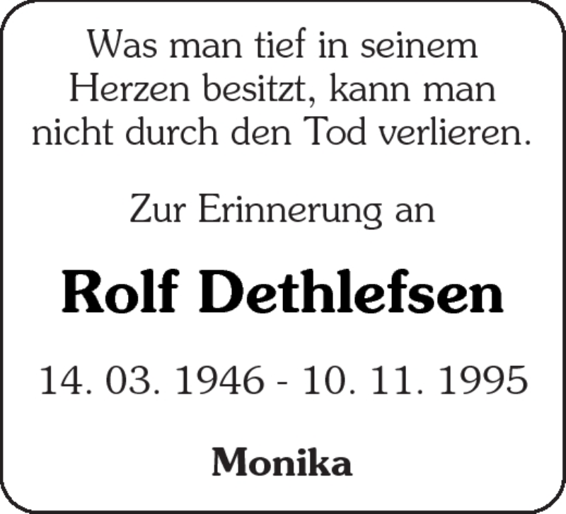  Traueranzeige für Rolf Dethlefsen vom 10.11.2010 aus Kreiszeitung Waiblingen