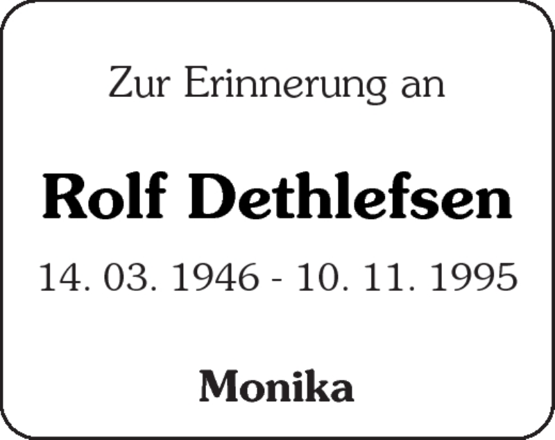  Traueranzeige für Rolf Dethlefsen vom 10.11.2011 aus Kreiszeitung Waiblingen