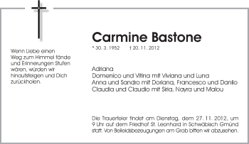 Traueranzeige von Carmine Bastone von Waiblinger Kreiszeitung