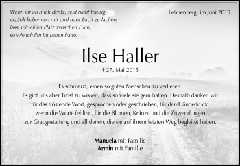 Traueranzeige von Ilse Haller von Waiblinger Kreiszeitung