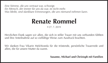 Traueranzeige von Renate Rommel von Waiblinger Kreiszeitung