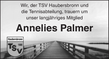 Traueranzeige von Annelies Palmer von Waiblinger Kreiszeitung