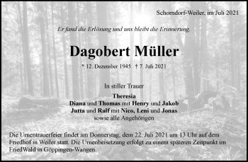 Traueranzeige von Dagobert Müller von Waiblinger Kreiszeitung