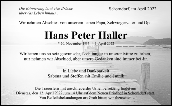 Traueranzeige von Hans Peter Haller von Waiblinger Kreiszeitung