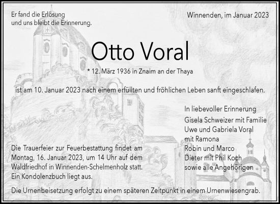 Traueranzeigen Von Otto Voral | ZVW-Trauer