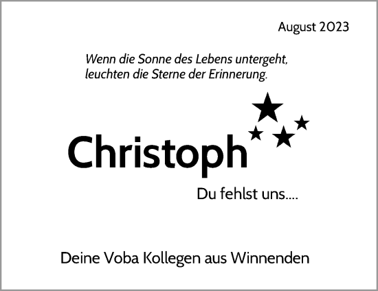 Traueranzeigen Von Christoph Strobel | ZVW-Trauer