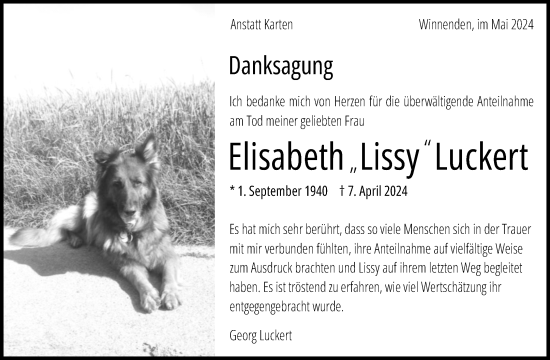 Traueranzeige von Elisabeth  Luckert von Waiblinger Kreiszeitung