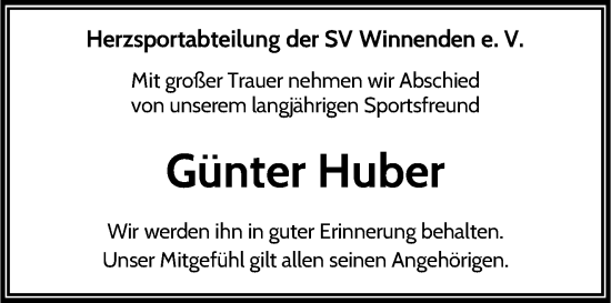 Traueranzeige von Günter Huber von Waiblinger Kreiszeitung