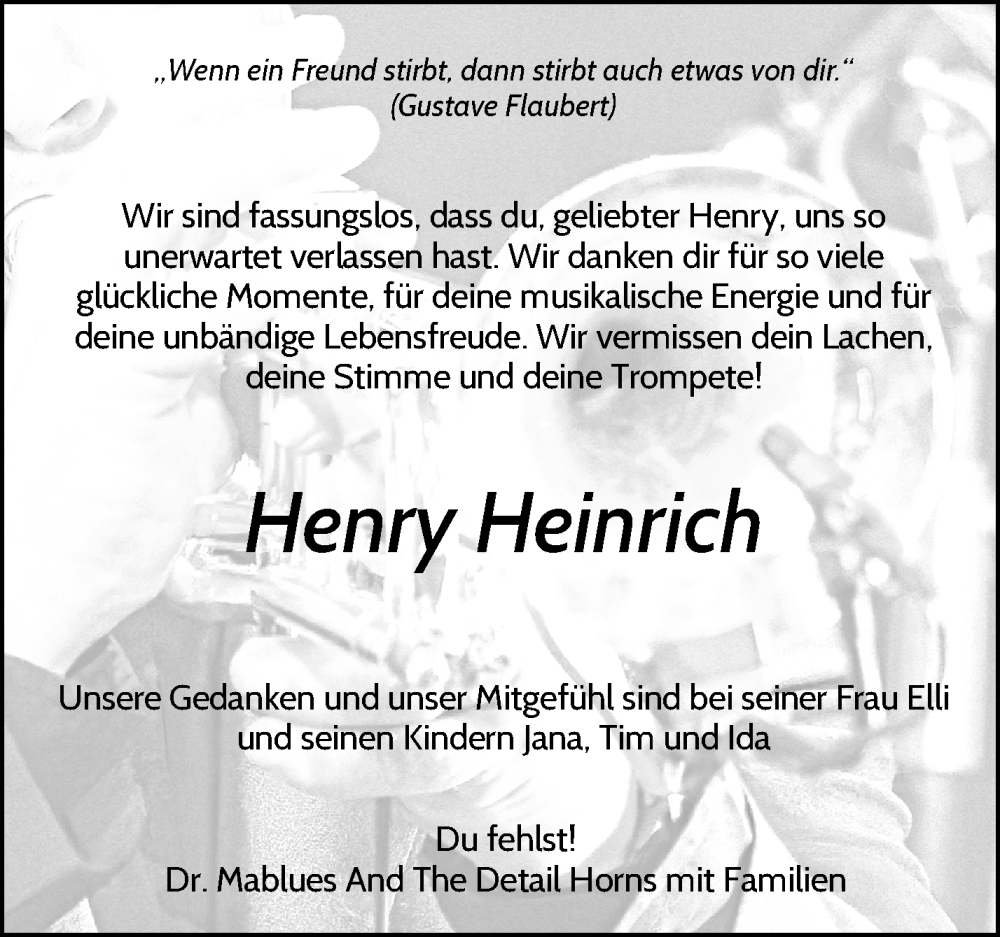  Traueranzeige für Henry Heinrich vom 11.05.2024 aus Waiblinger Kreiszeitung