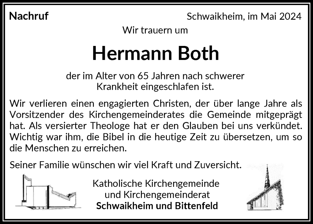  Traueranzeige für Hermann Both vom 18.05.2024 aus Waiblinger Kreiszeitung
