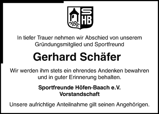 Traueranzeige von Gerhard Schäfer von Waiblinger Kreiszeitung