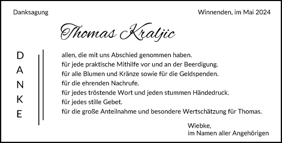 Traueranzeige von Thomas Kraljic von Waiblinger Kreiszeitung