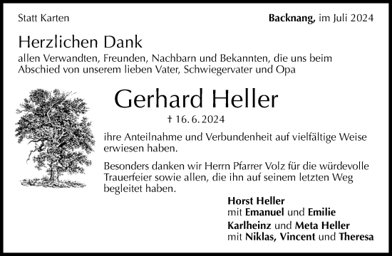 Traueranzeige von Gerhard Heller von Waiblinger Kreiszeitung