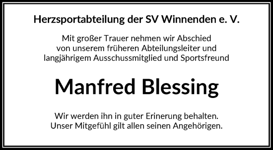 Traueranzeige von Manfred Blessing von Waiblinger Kreiszeitung