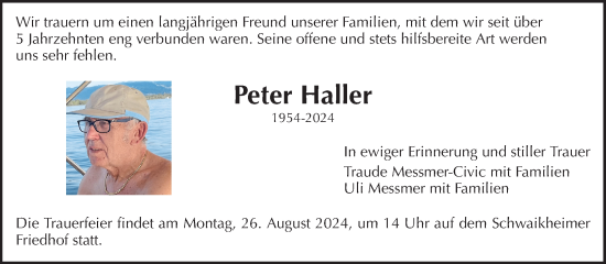 Traueranzeige von Peter Haller von Waiblinger Kreiszeitung